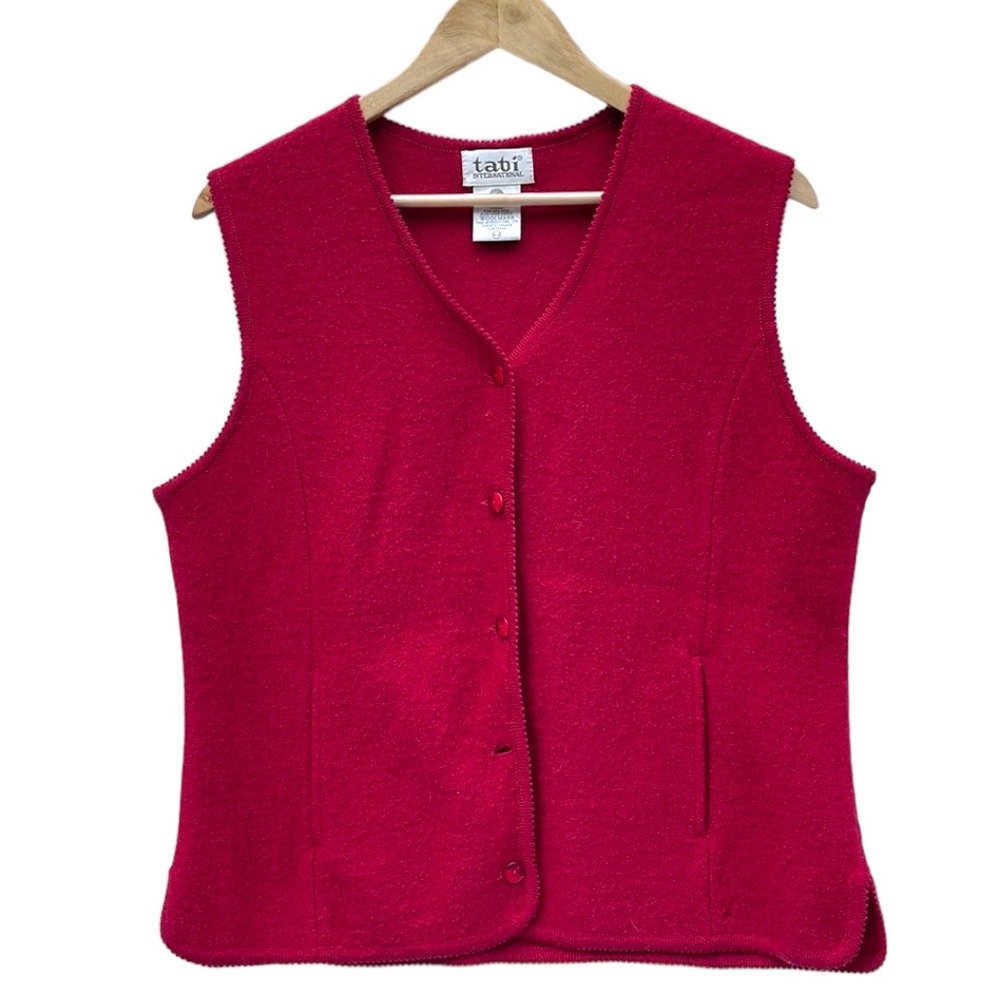 Vintage TABI international 100% Wool Sweater Vest Red Size Medium